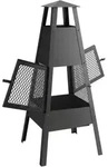 Outsunny Feuerstelle, Schwarz, Metall, 40.5x97x41 cm, Freizeit, Campingzubeh&ouml;r,