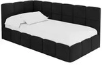 Altdecor Einzelbett, Schwarz, Textil, Ottomane rechts,L-Form, 80x200 cm,...