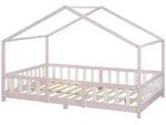 [en.casa] Hausbett, Hellrosa, Wei&szlig;, Holz, Kiefer, 120x200 cm, Kinderzimmer &