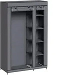 Homcom Kleiderschrank, Grau, Metall, 5 F&auml;cher, 45x175x110 cm, Schlafzimmer,