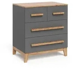 VitaliSpa Kommode, Grau, Eiche Artisan, Holzwerkstoff, 4 Schubladen, Rechteckig,