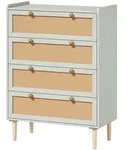 Homcom Kommode, Salbeigr&uuml;n, Holz, Kiefer, 4 Schubladen, rund, 40x109.2x80 cm,