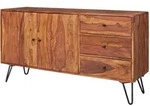 Kadima Design Sideboard, Braun, Metall, Echtholz, 3 Schubladen, Rechteckig, 145x75x40