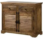 Massivmoebel24 Sideboard, Dunkelbraun, Holz, Echtholz,Mangoholz, 1 F&auml;cher, 2