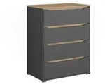 Vicco Kommode, Anthrazit, Eiche Artisan, Holzwerkstoff, 4 Schubladen, Rechteckig,