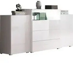 P & B Sideboard Urban, Wei&szlig;, Wei&szlig; Hochglanz, Kunststoff, 2 F&auml;cher, 3 Schublade(n)