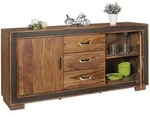 Kadima Design Sideboard, Braun, Textil, Echtholz, 3 Schubladen, Rechteckig, 160x80x44