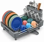 Relaxdays Abtropfgestell, Grau, Kunststoff, Metall, 52x24x35 cm, Kochen,