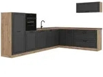 Vicco Eckk&uuml;che, Anthrazit, Honigeiche, Holzwerkstoff, Rechteckig, 327x143x60...