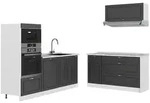 Vicco K&uuml;chenzeile, Anthrazit, Wei&szlig;, Holzwerkstoff, Rechteckig, 340x153.6x60...