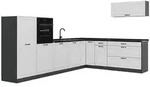 Vicco Eckk&uuml;che, Wei&szlig;, Anthrazit, Holzwerkstoff, Rechteckig, 327x143x46 cm,...
