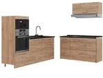 Vicco K&uuml;chenzeile, Eiche, Eiche, Holzwerkstoff, Rechteckig, 340x153.6x60 cm,