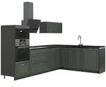 Vicco Eckk&uuml;che, Gr&uuml;n, Anthrazit, Holzwerkstoff, Formgebogen, 287x153.6x51.6...