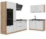 Vicco Eckk&uuml;che, Wei&szlig;, Honigeiche, Holzwerkstoff, Formgebogen, 230x206.8x46 cm,