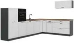 Vicco Eckk&uuml;che, Wei&szlig;, Anthrazit, Holzwerkstoff, Rechteckig, 327x143x60 cm,...