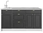 Vicco K&uuml;chenblock, Anthrazit, Wei&szlig;, Holzwerkstoff, Rechteckig, 150x81.2x60 cm,