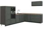 Vicco Eckk&uuml;che, Gr&uuml;n, Anthrazit, Holzwerkstoff, Formgebogen, 327x153.6x60 cm,