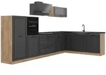 Vicco Eckk&uuml;che, Anthrazit, Honigeiche, Holzwerkstoff, Rechteckig, 347x143x46...