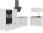 Vicco K&uuml;chenzeile, Wei&szlig;, Wei&szlig;, Holzwerkstoff, Rechteckig, 380x153.6x60 cm,