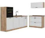 Vicco K&uuml;chenzeile, Wei&szlig;, Eiche, Holzwerkstoff, Rechteckig, 220x143x60 cm,...