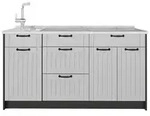Vicco K&uuml;chenblock, Wei&szlig;, Anthrazit, Holzwerkstoff, Rechteckig, 150x81.2x60 cm,