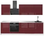Vicco K&uuml;chenzeile, Bordeaux, Wei&szlig;, Holzwerkstoff, Rechteckig, 280x206.8x60 cm,