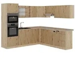 Vicco Einbauk&uuml;che, Eiche Artisan, Eiche, Holzwerkstoff, L-Form,Formgebogen,