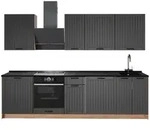 Vicco K&uuml;chenzeile, Dunkelgrau, Eiche, Holzwerkstoff, Rechteckig, 280x206.8x60...