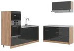 Vicco K&uuml;chenzeile, Anthrazit, Eiche, Holzwerkstoff, Rechteckig, 340x153.6x60...