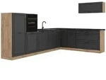 Vicco Eckk&uuml;che, Anthrazit, Honigeiche, Holzwerkstoff, Rechteckig, 327x143x46...