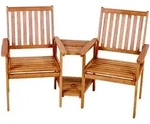 Gardenson Gartenset, Braun, Holz, 3-teilig, Eukalyptusholz, Hartholz, 260x96x77 cm,