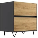 Mid.you Nachttisch, Graphit, Eiche, Holzwerkstoff, 2 Schublade(n) Schubladen,