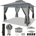 Pavillon, Grau, Textil, 365x275x365 cm, Sonnenschutz & Sichtschutz, Pavillons &