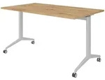 b&uuml;m&ouml; Seminartisch, Wildeiche, Silber, Holzwerkstoff, Nachbildung,Eiche, Rechteckig,