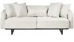 Beliani 3-Sitzer-Sofa, Creme, Textil, Eukalyptusholz, 196x77x85 cm, Wohnzimmer,...