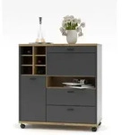 Mid.you Servierwagen, Graphit, Eiche Artisan, Holzwerkstoff, 2 Schublade(n)