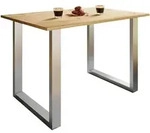 Mid.you Esstisch, Silber, Honigeiche, Metall, Holzwerkstoff, rechteckig, U-Form,