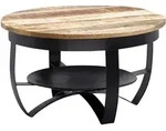 Kadima Design Couchtisch, Schwarz, Metall, Echtholz,Mangoholz, Rund,Rund,