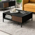 Petits-meubles Couchtisch, Schwarz, Holzwerkstoff, 1 Schubladen, 80x35x80 cm,