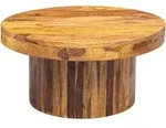Kadima Design Couchtisch, Braun, Holz, Echtholz,Sheesham, Rund,Rund, S&auml;ule, 60x30x60