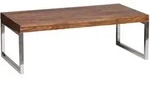Kadima Design Couchtisch, Braun, Metall, Echtholz,Sheesham, Rechteckig,Rechteckig,