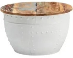 Kadima Design Couchtisch, Wei&szlig;, Holz, Echtholz,Mangoholz, Rund,Rund, 60x36x60 cm,
