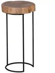 Kadima Design Beistelltisch, Akazie, Metall, Rund,Rund, Gittergestell, 28x55x28 cm,