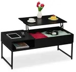 Relaxdays Couchtisch, Schwarz, Holzwerkstoff, Metall, 110x56x50 cm, Wohnzimmer,