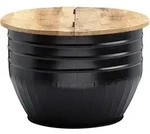 Kadima Design Couchtisch, Schwarz, Holz, Echtholz,Mangoholz, Rund,Rund, 60x41x60 cm,
