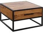 Kadima Design Couchtisch, Braun, Metall, Echtholz,Sheesham, 1 Schubladen,