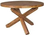 Kadima Design Esstisch, Braun, Holz, Echtholz, Rund,Rund, X-Form, 120x75x120 cm,