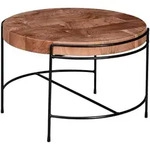Kadima Design Couchtisch, Braun, Metall, Echtholz,Akazie, Rund,Rund, Stativgestell,