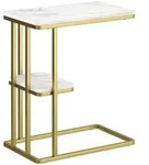 Homcom Beistelltisch, Wei&szlig;, Kunststoff, Nachbildung, 1 F&auml;cher, Rechteckig, C-Form,