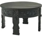 Kadima Design Couchtisch, Schwarz, Holz, Echtholz,Mangoholz, Rund,Rund,